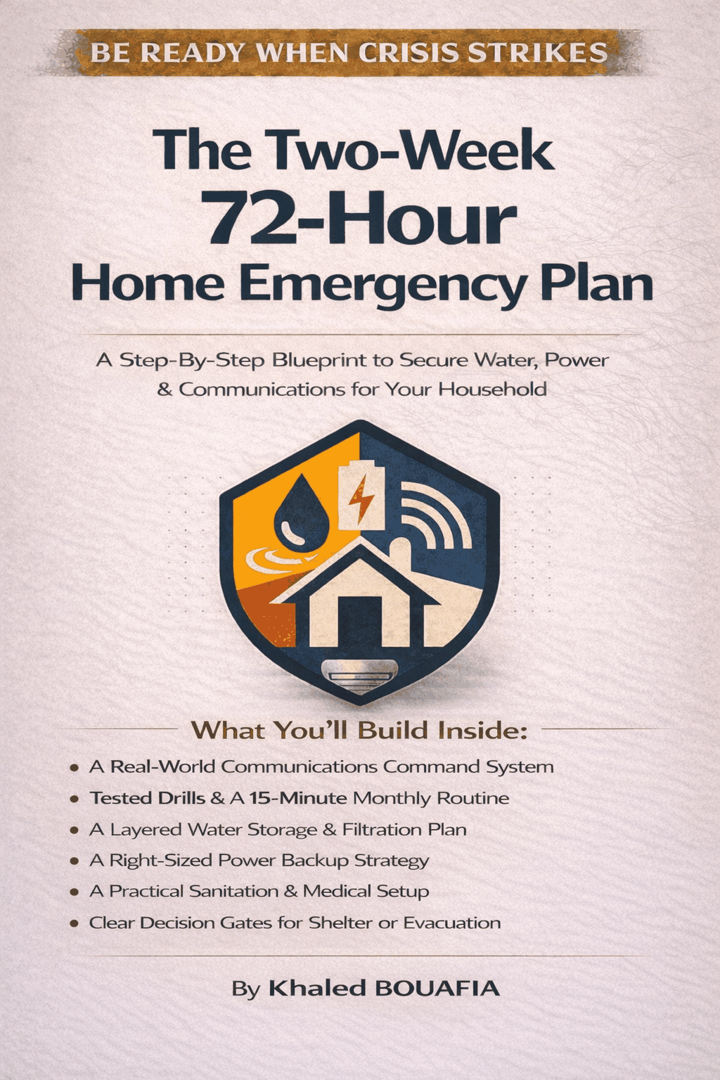The Two-Week 72-Hour Home Emergency Plan: A step-by-step blueprint for securing water, power, and communications.