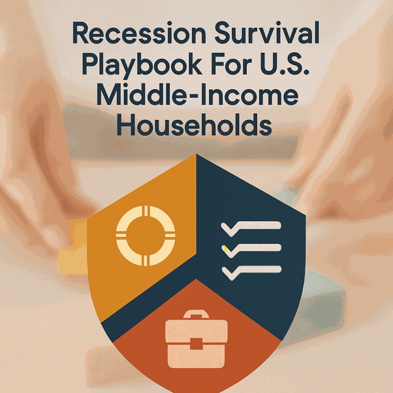 Recession survival strategies for middle-income households, featuring a playbook with financial tips and solutions.